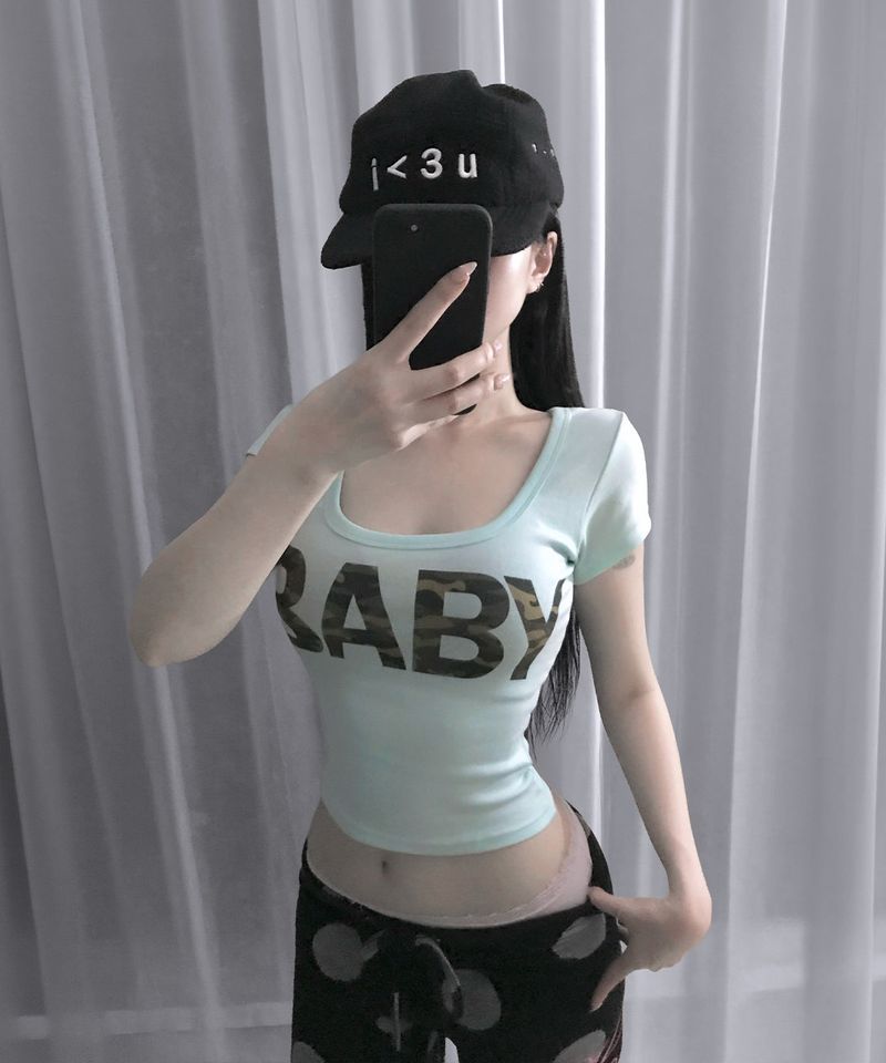 minty camo baby tee (5colors)