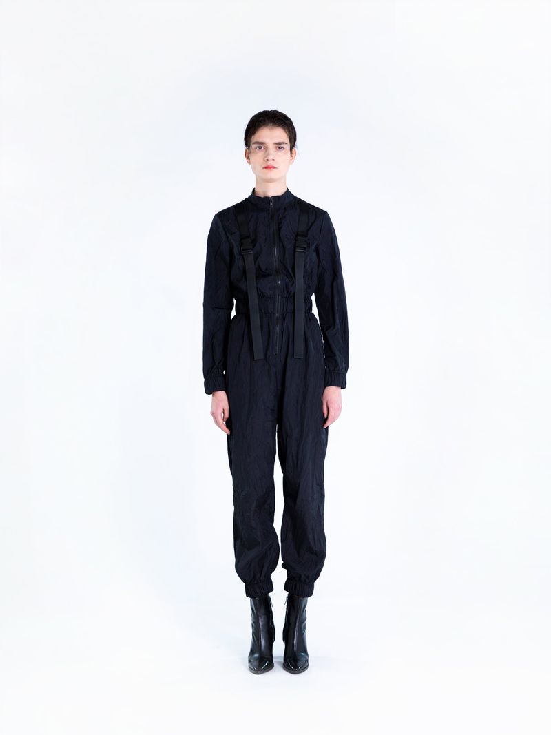 techwear strap jumpsuit black