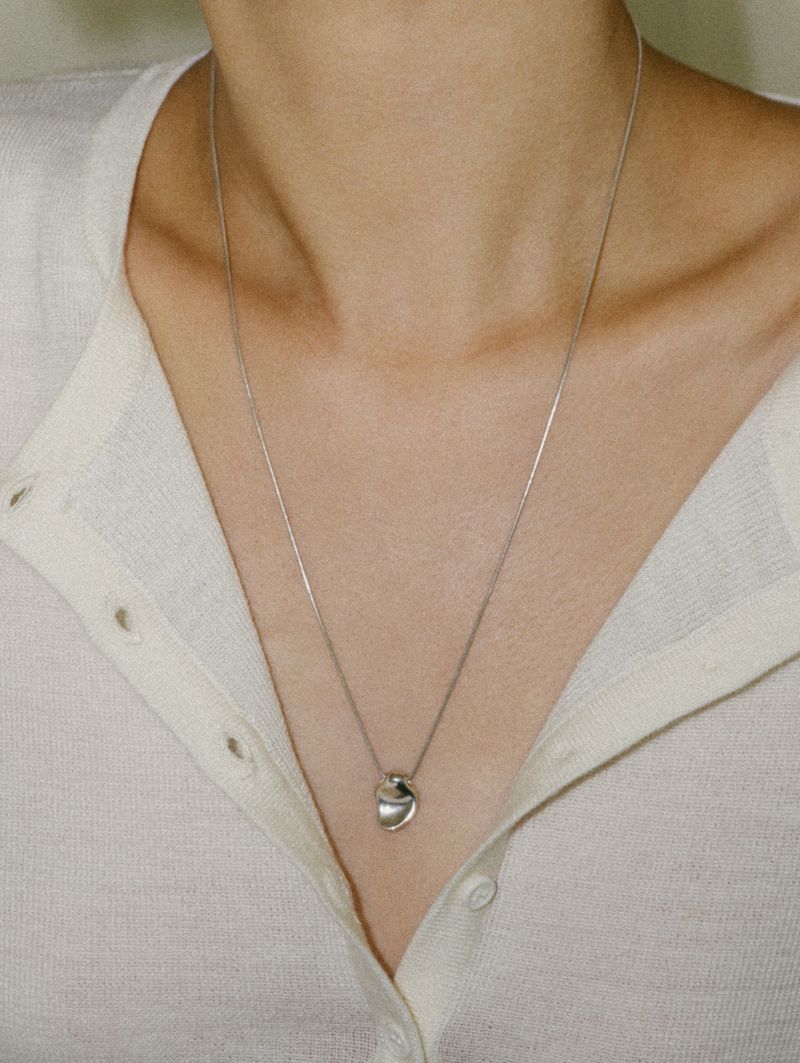 Silver stone necklace silver925 [short]