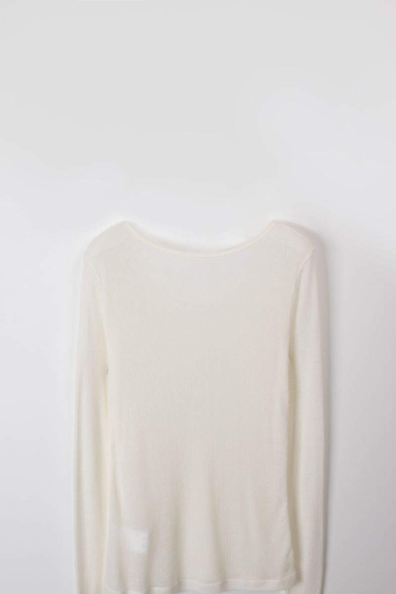 Wool boat neck T (Ivory)