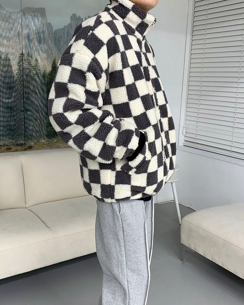 UI Wool Check Turtleneck Zip-Up (2 colors)