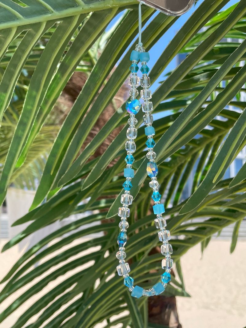 Ocean Blue Heart Me Crystal Long Strap