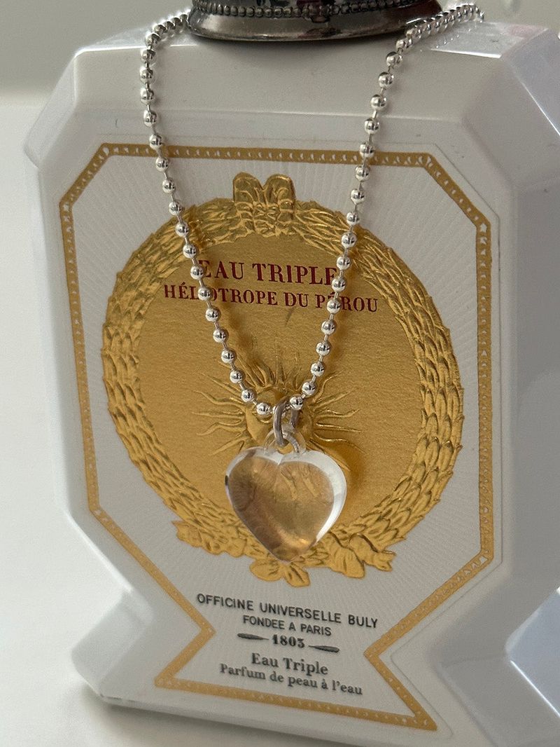 [92.5silver] Clear heart necklace