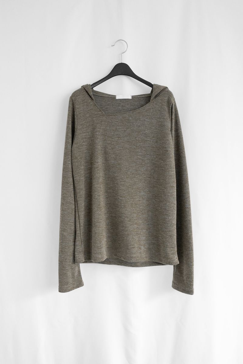 cutting shoulder unbal hood top(3colors)