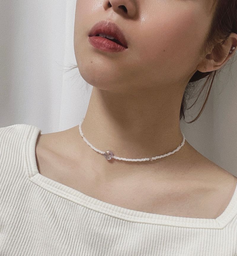 Crystal Heart Me Beaded Choker Necklace