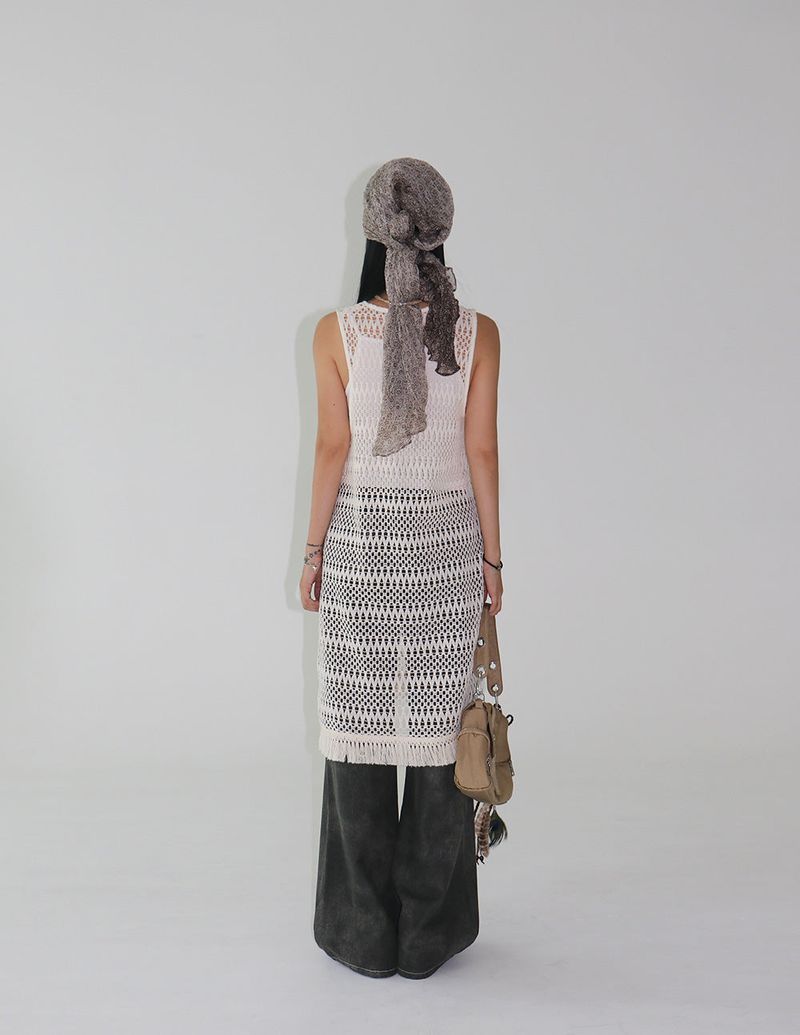 Fringe Mesh Crochet Layered Dress