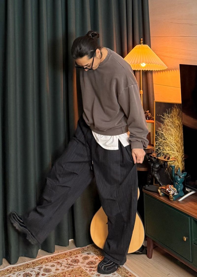 Denim Striped Balloon Pants 2COLOR