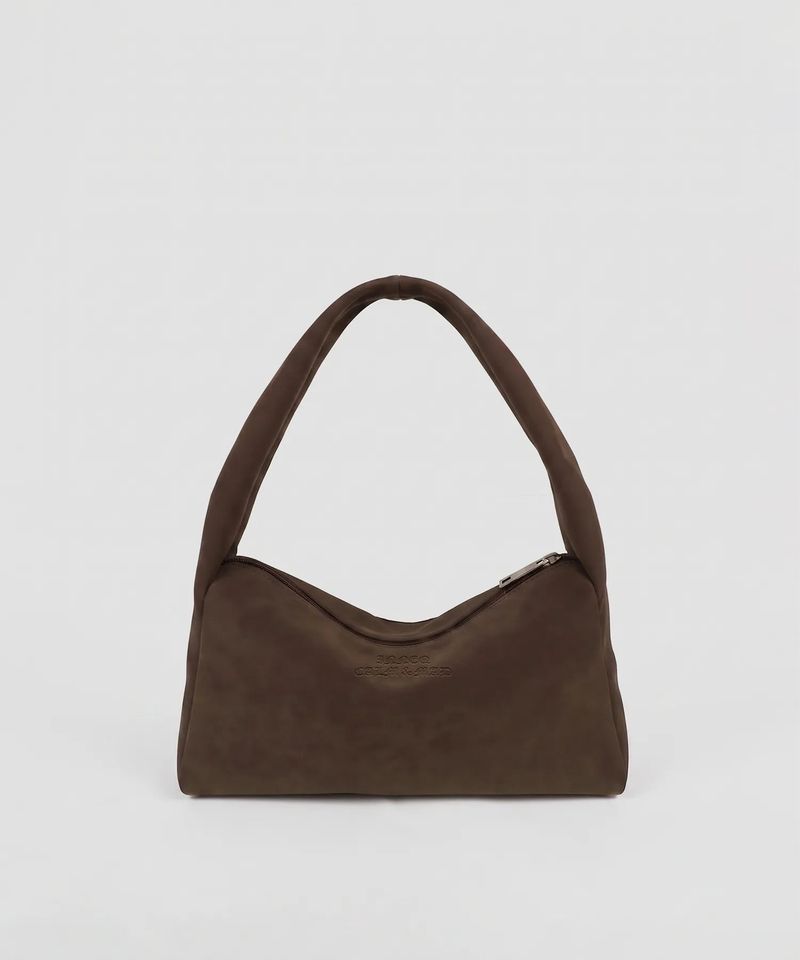 taeri tote_suede brown_lettering