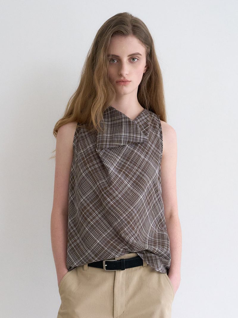 Celine cowl blouse (Check)