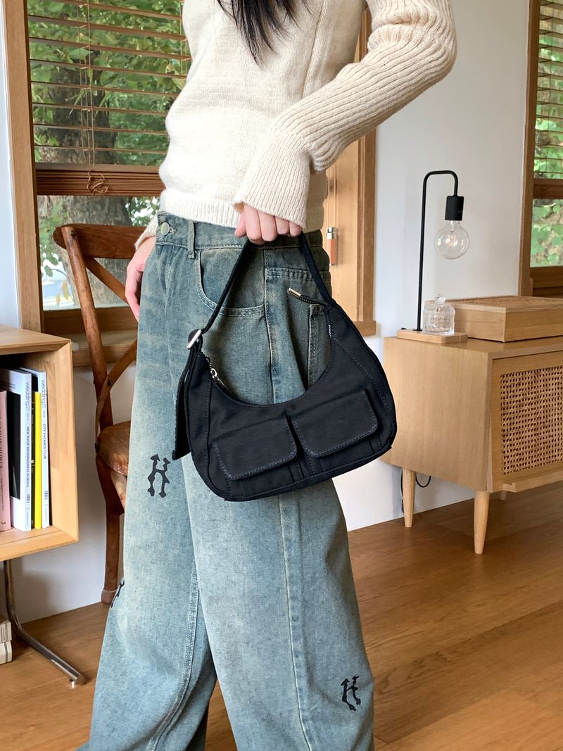 Bruce two-pocket cotton mini tote shoulder bag