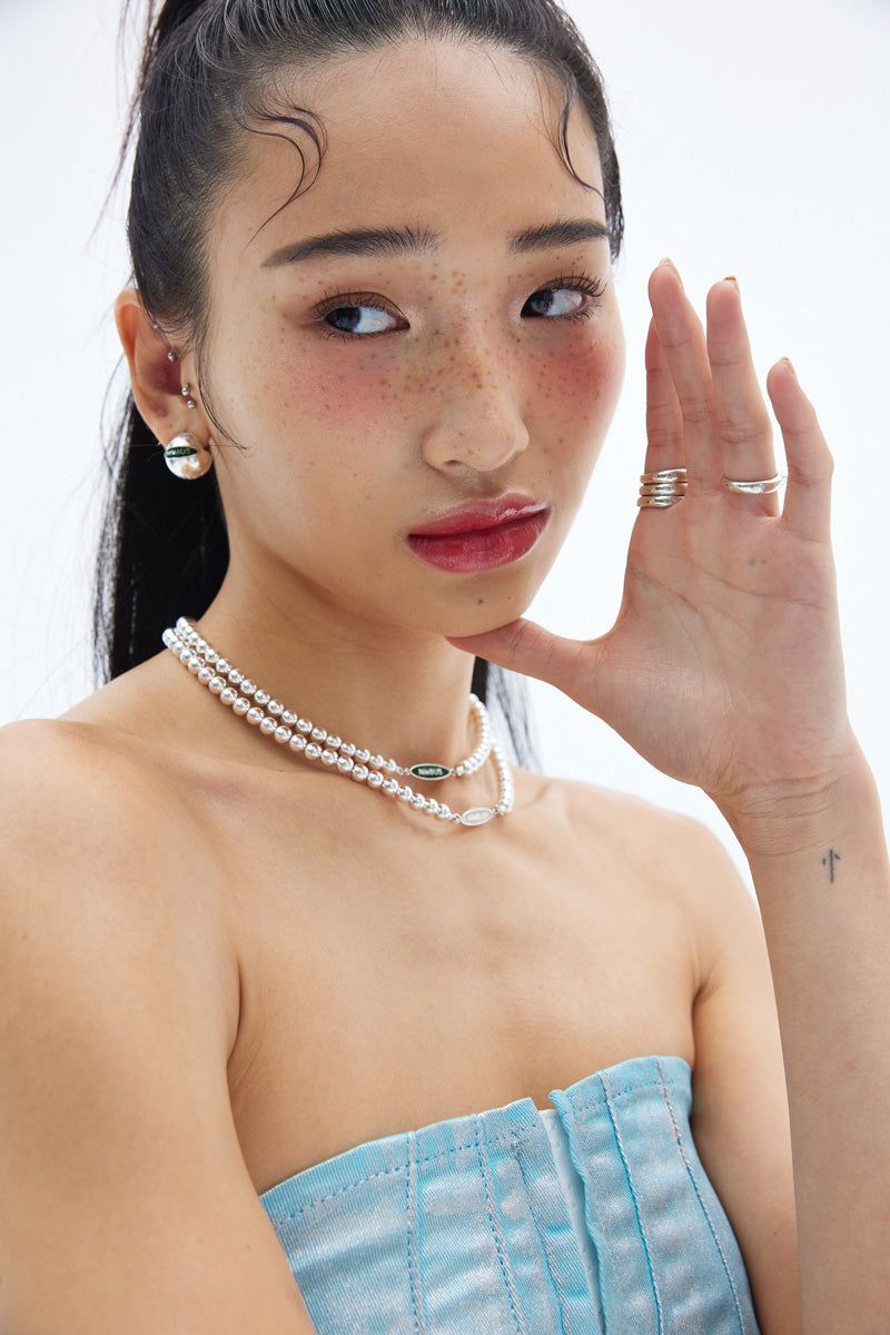 TAG SILVER BALL NECKLACE