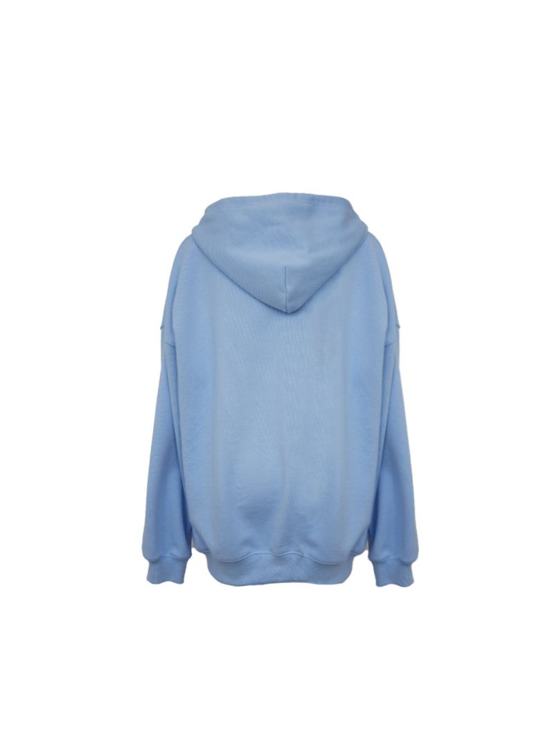 HEAVY WEIGHT OVERFITTED UNIVERSITY LOGO EMBROIDERY HOODIE ZIP UP_ SKY BLUE