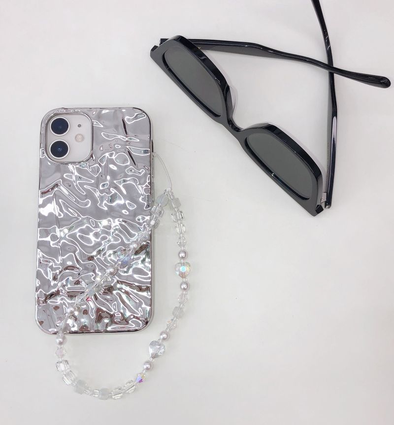 Clear White Heart Me Crystal Phone Strap