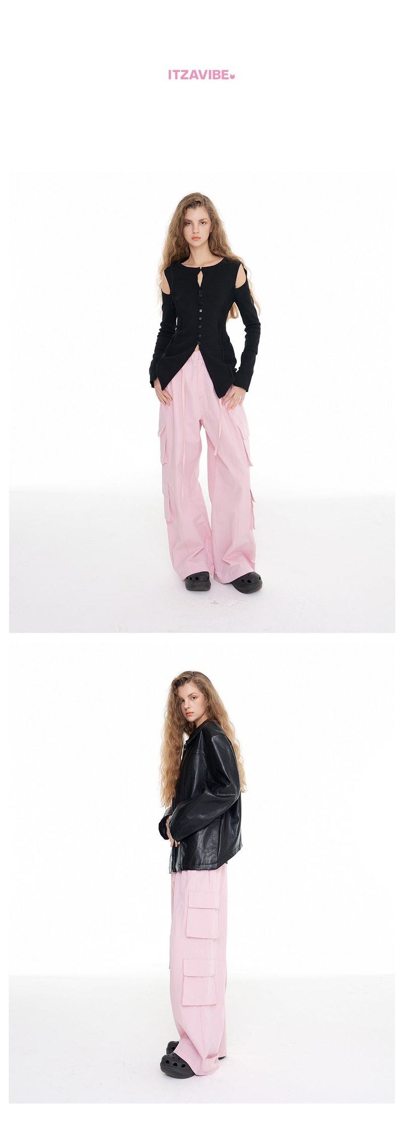 [ICC22WPT12PK] BANDING CARGO PANTS_PINK