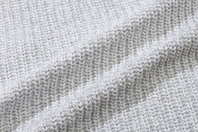 HEAVY GAUGE KNIT ZIP UP_LIGHT GREY