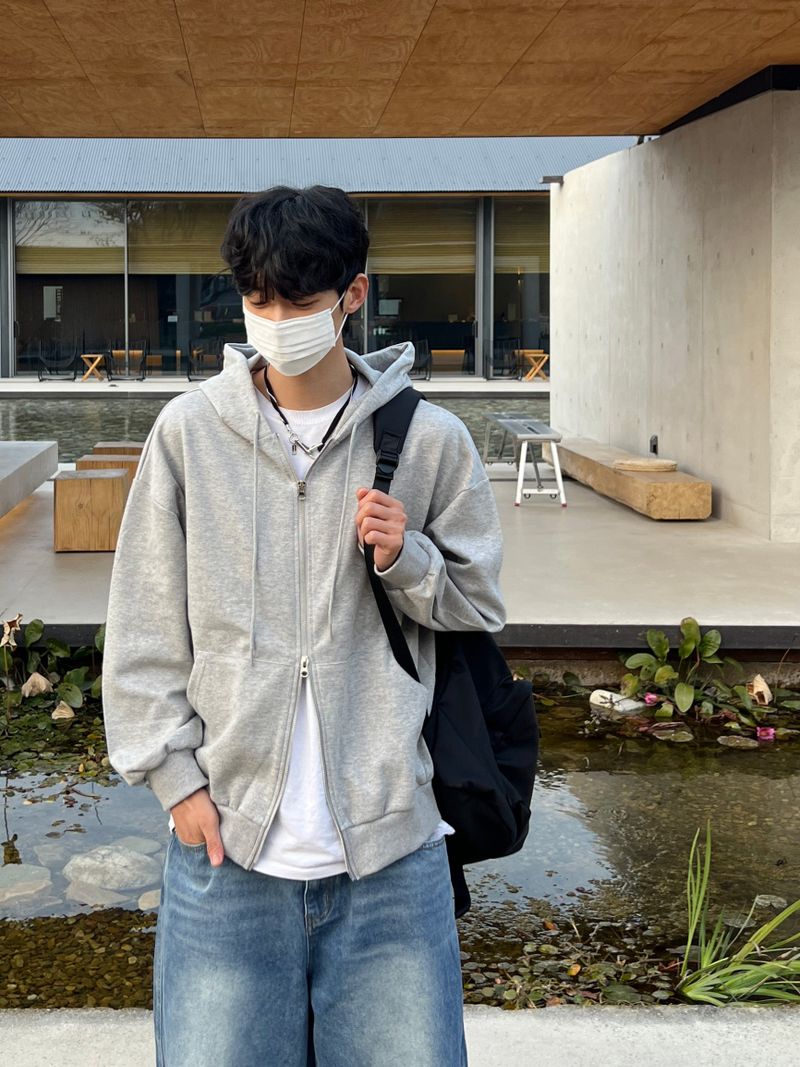 Basic Two-Way Hood Zip-Up (2 Colors)