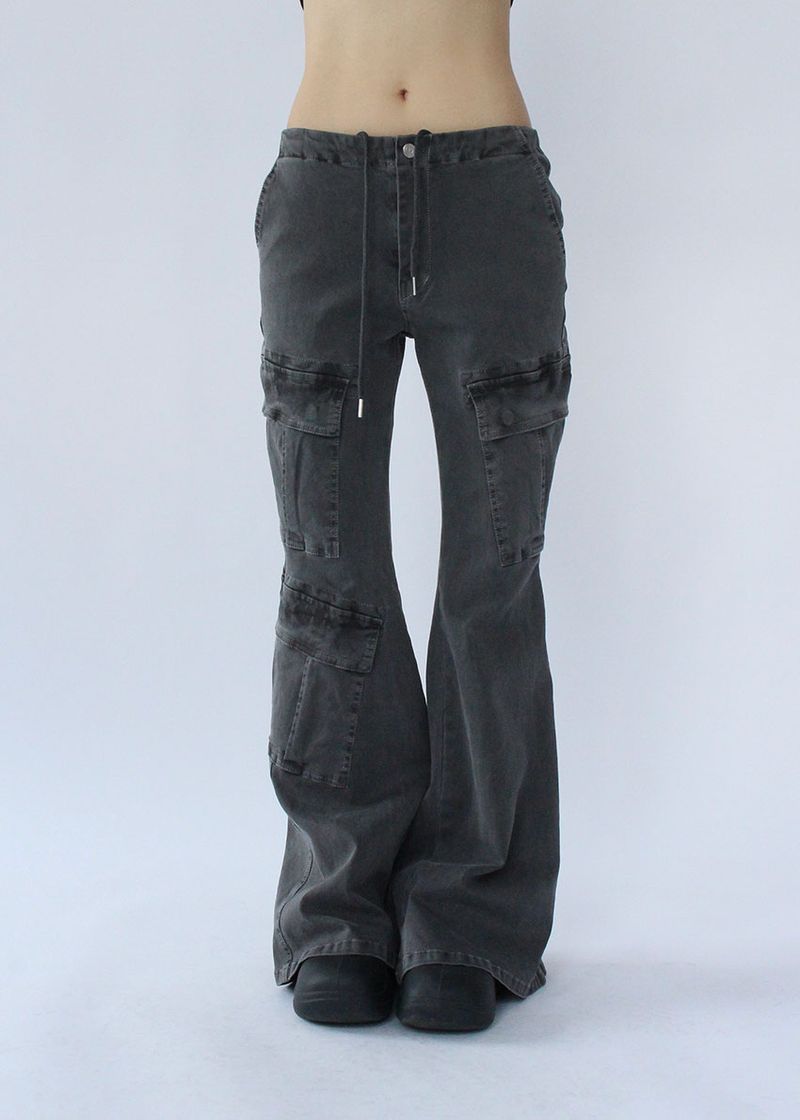 LOW GREY CARGO BOOTS CUT DENIM
