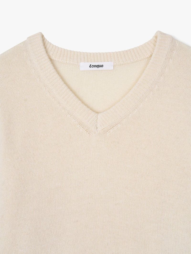 WOOL V-NECK KNIT (IVORY)
