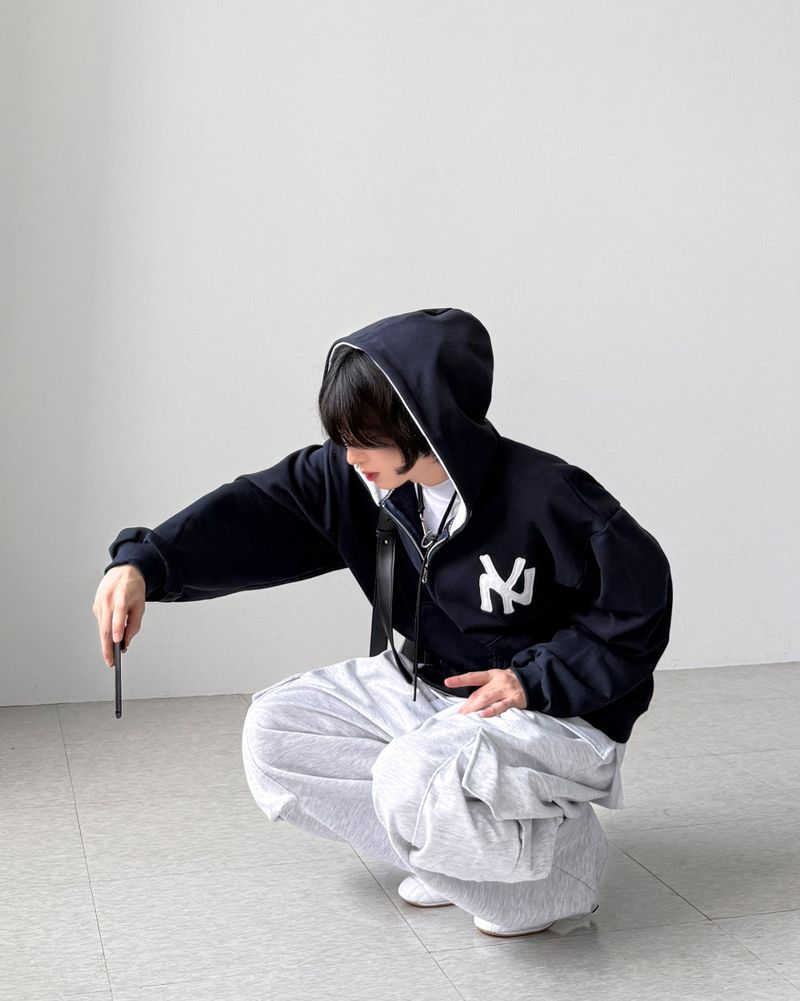 Applique Crop Hood Zip-Up
