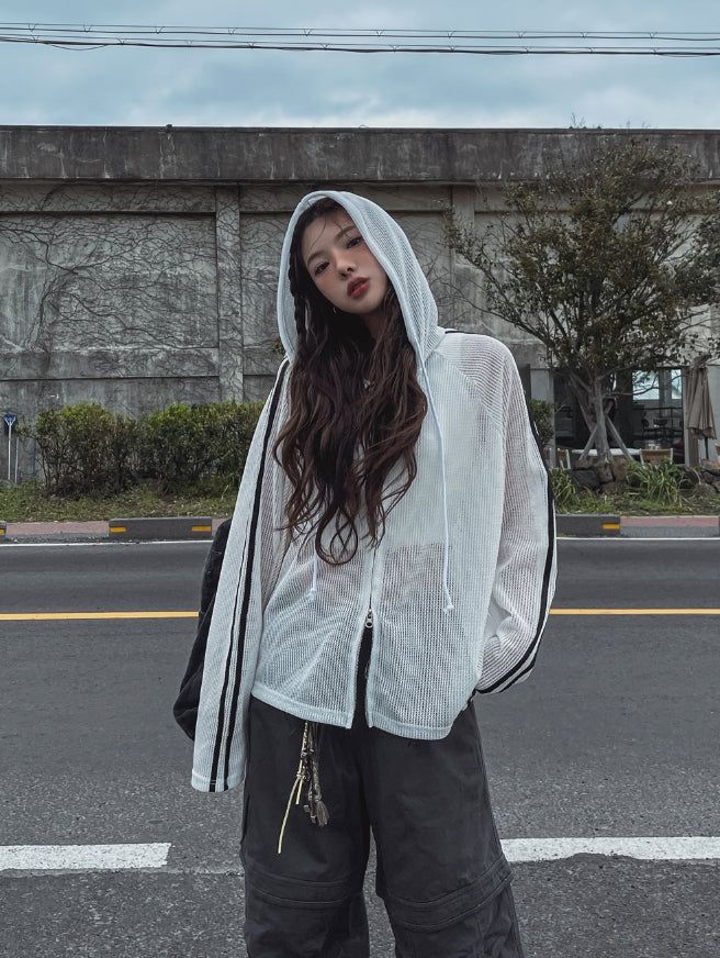 Summer Track Mesh Hooded Zip-Up