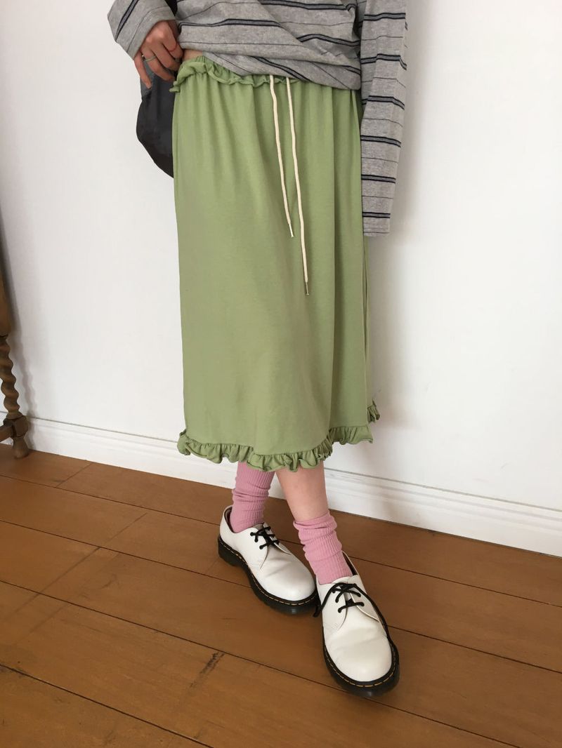 Sophie Frill Banding Long Skirt (4color)