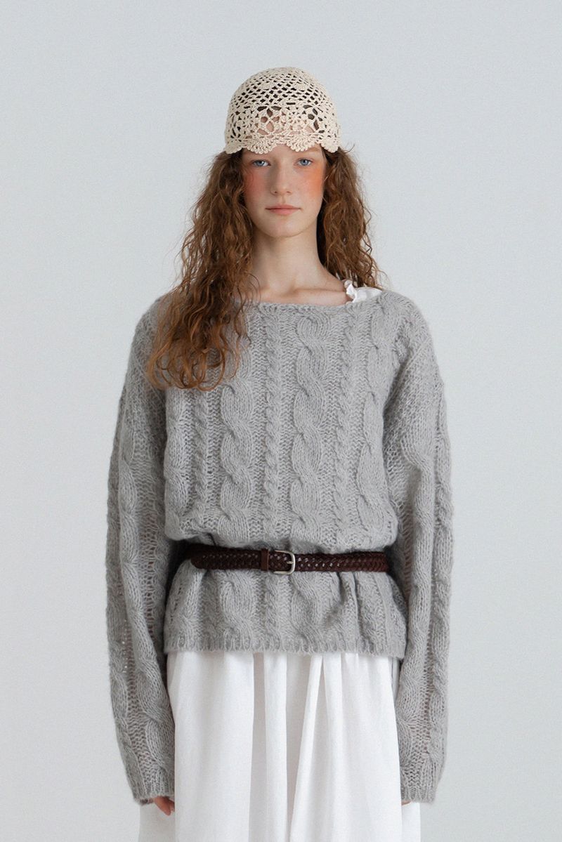 WITHOUTSUMMER(ウィズアウトサマー)の「Cinnamon cable knit_gray(Tops)」