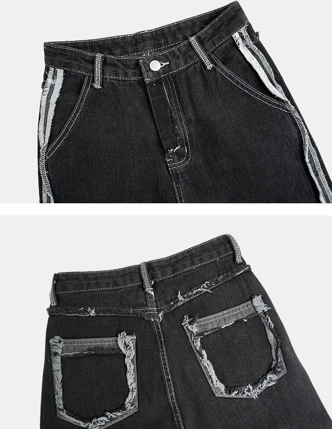 Double Side Seam Cutting Denim Pants