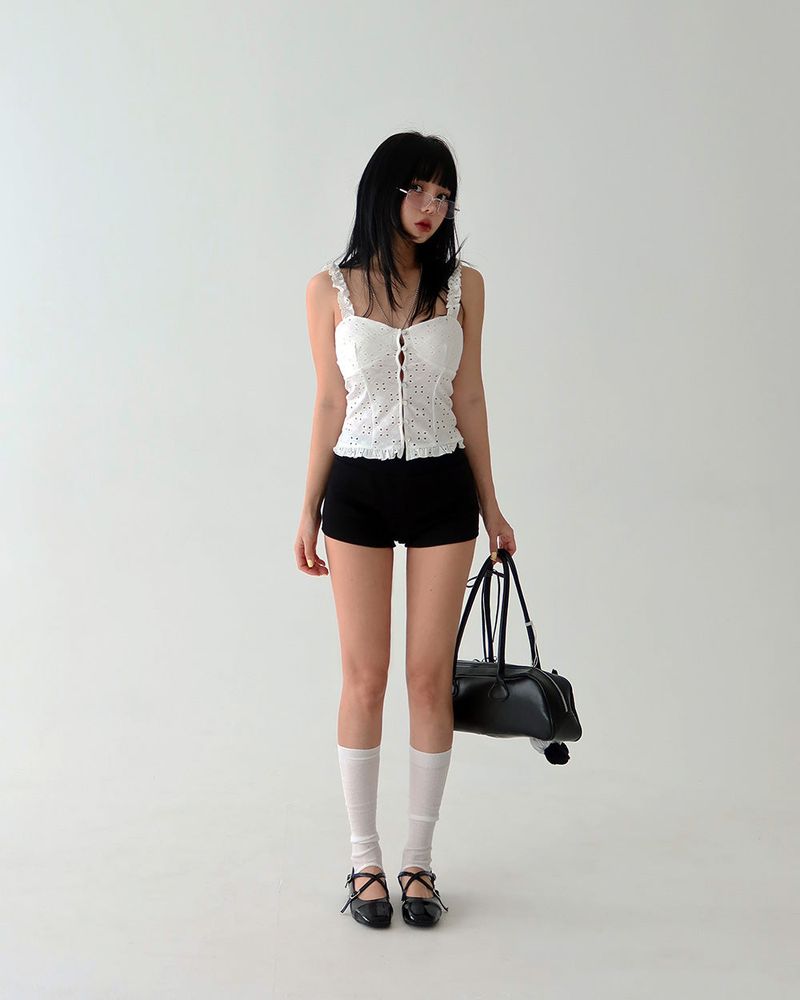 a punching eyelet bustier blouse