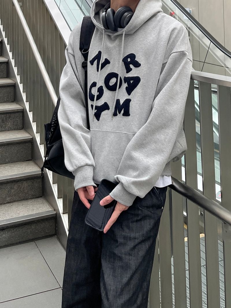 Alphabet embroidered Hooded