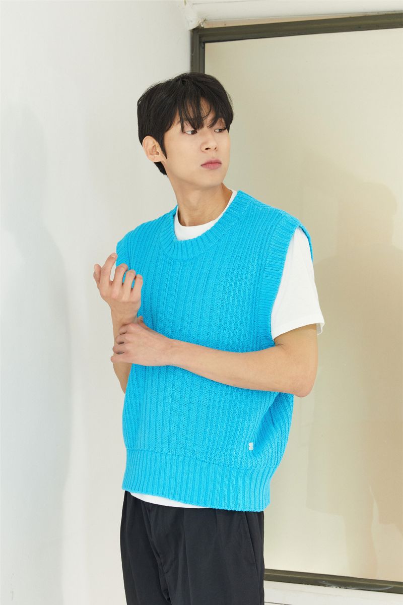 ALARM MIX KNIT VEST BLUE_MAN