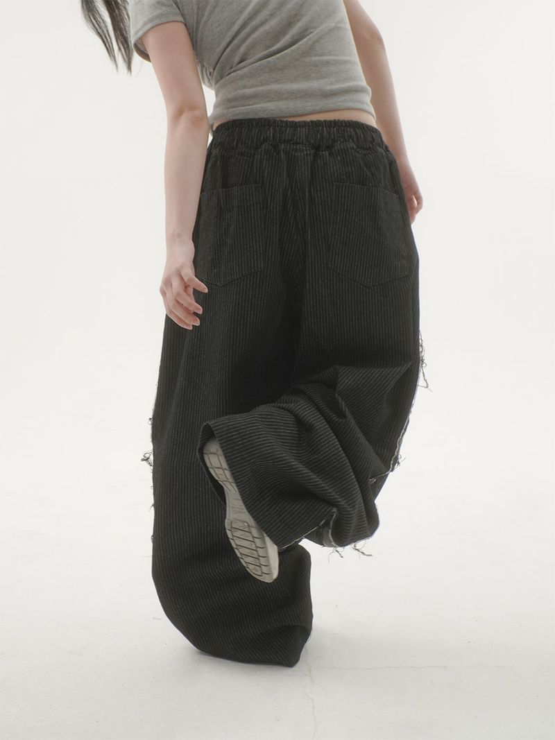 City line stripe denim pants -2C