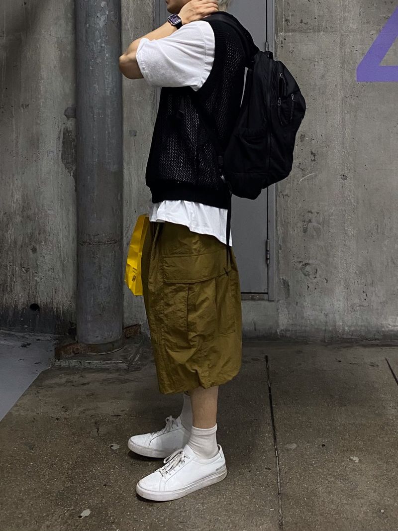 Metal Nylon Cargo Half Pants 3C