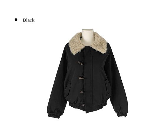 Ohe Wool Collar Duffle Quilting Padding Cotton Jacket