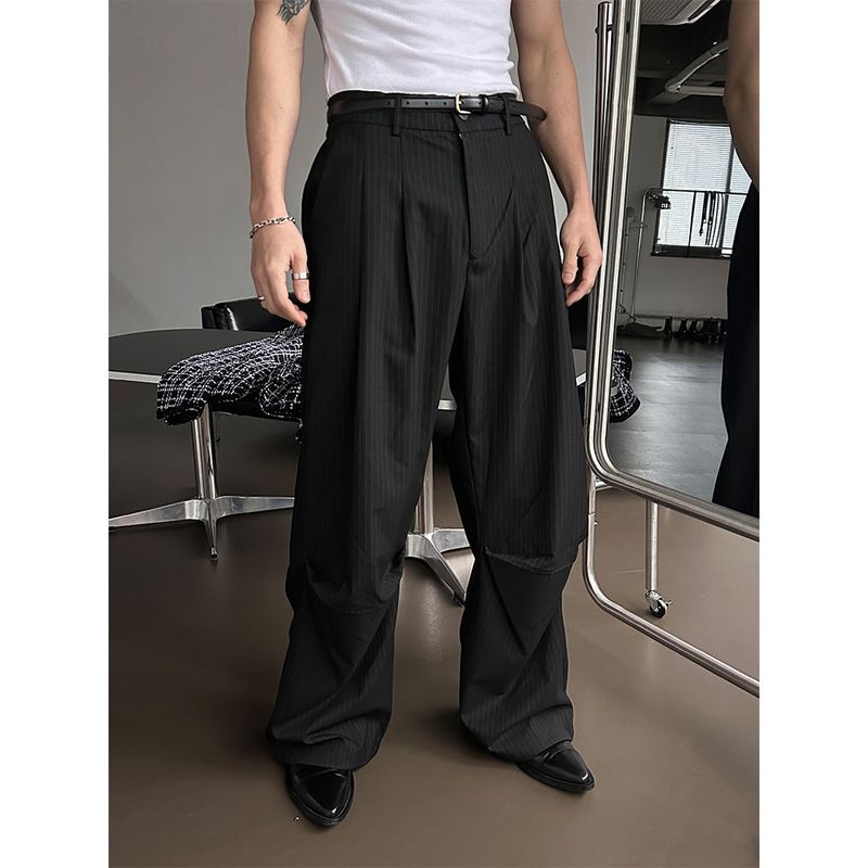 LAURANT（ロラン）の「 [Unisex] Stripe half banding tuck slacks(2color)（Pants）」