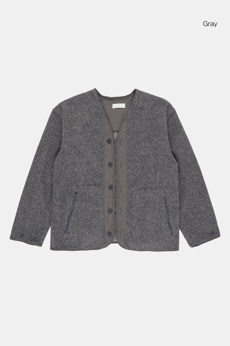 Maribo collarless fleece cardigan