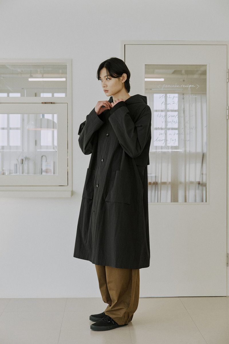 unisex long hood coat black