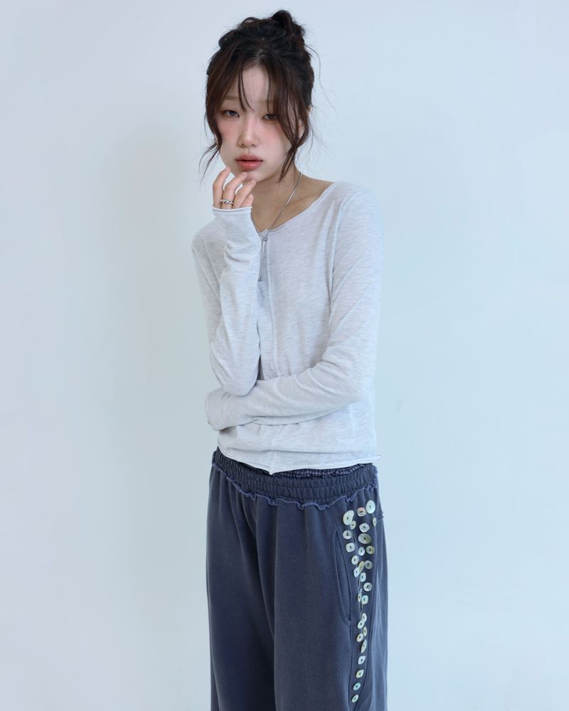 Stitched T-shirt - Oatmeal White