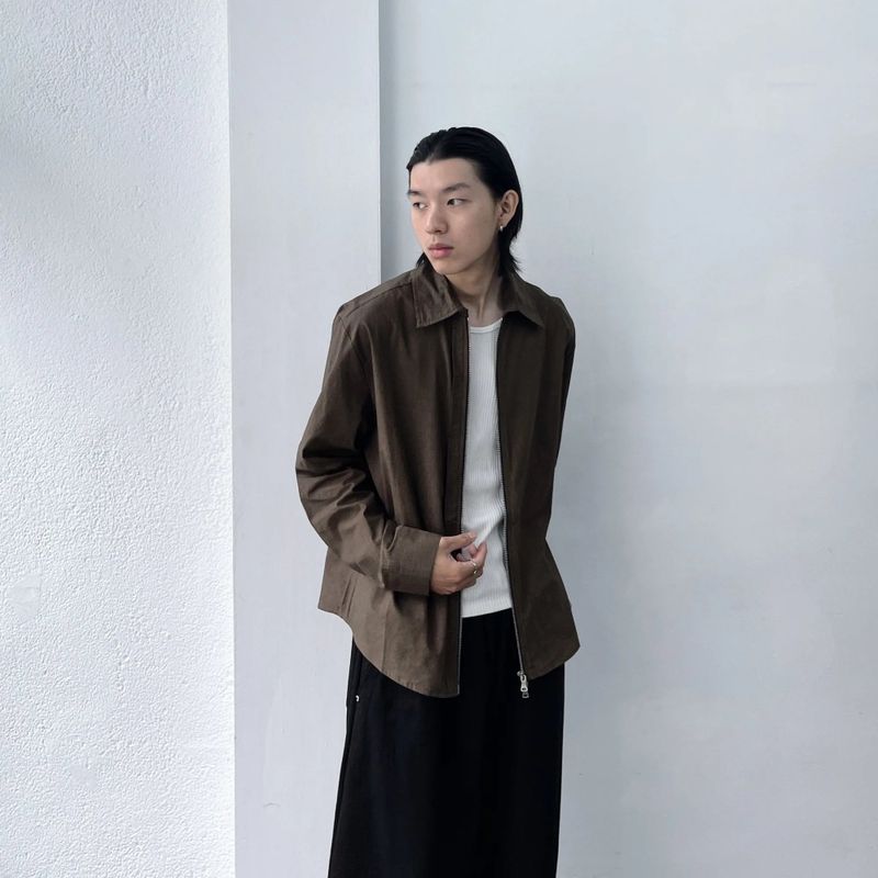 Mist Brown Zip Shirt Jacket