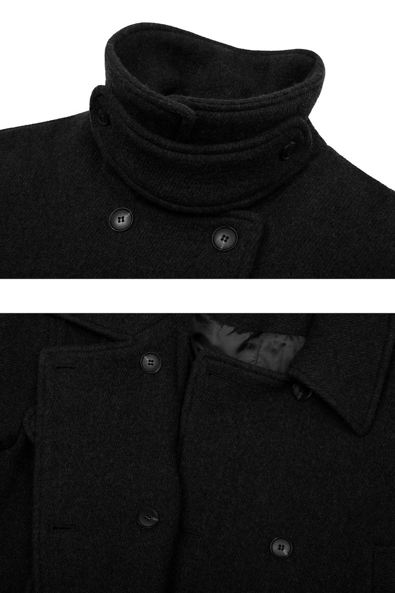 AMBER BELTED DOUBLE COAT black