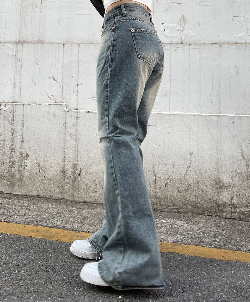 Washing Vintage Denim Bootcut Pants