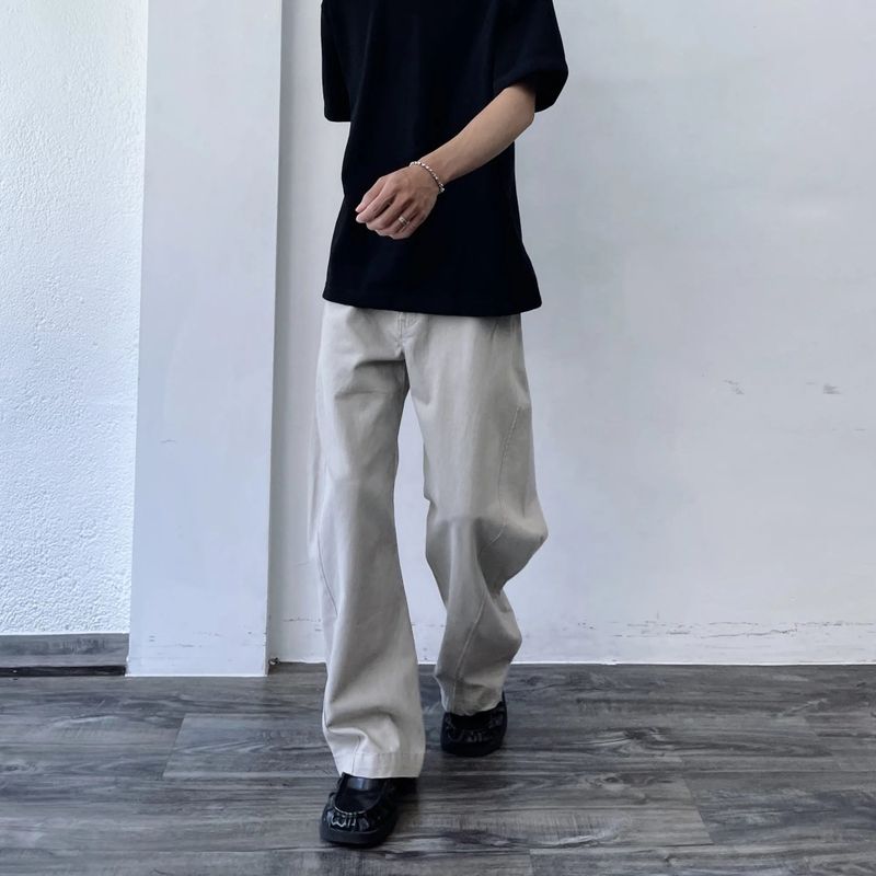 Curved Panel Wide-Leg Trousers