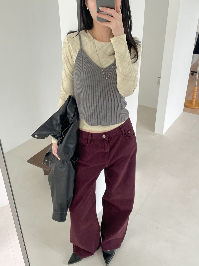 バレット リブド ニット ビスチェ