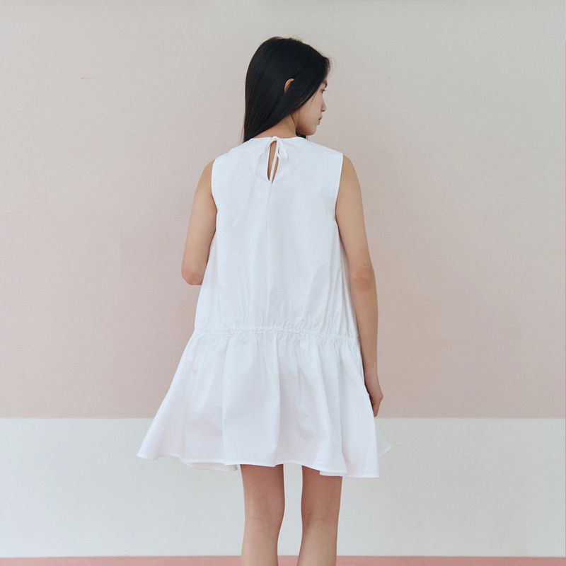 A Line Flaired Mini Dress_White