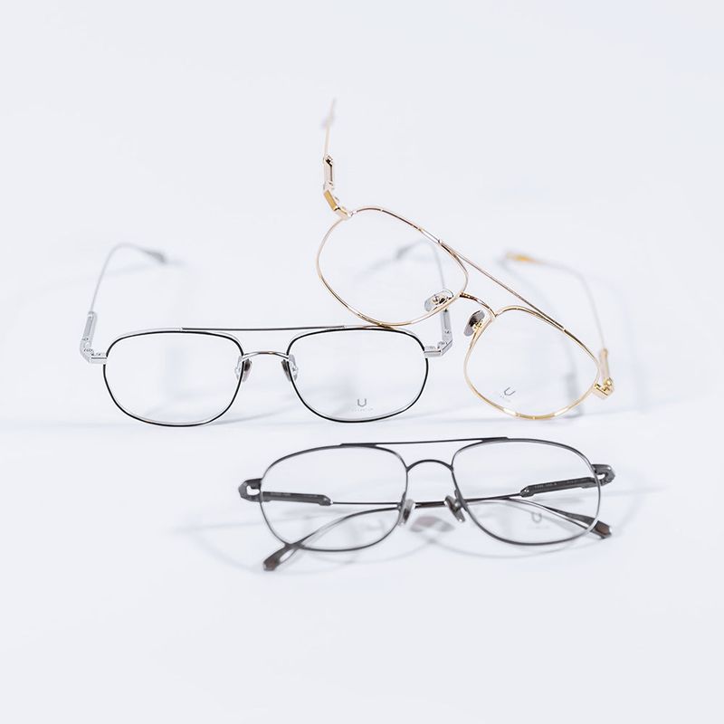 Knouun Square titanium glasses CODE. 102. G Black N Gray