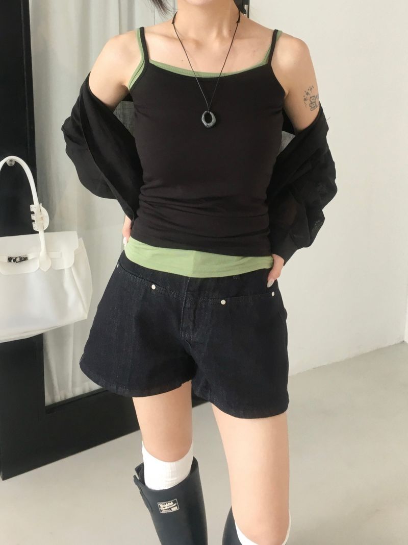 Rivet Pocket Denim Raw Paper A Shorts (2c)