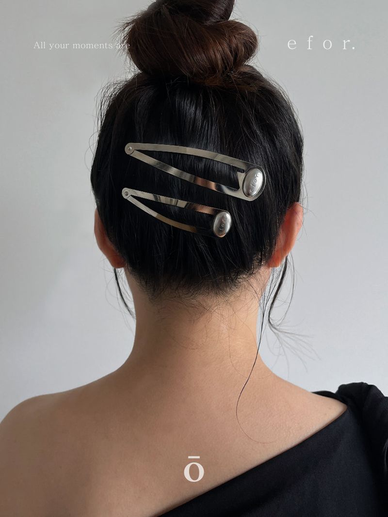 Logo Button Hair Pin 10cm