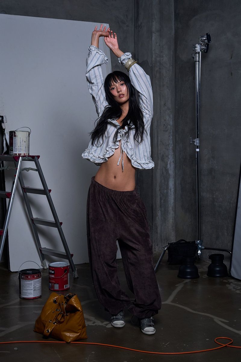 VELOUR PANTS -BROWN