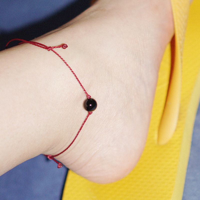BLACK BALL ROPE ANKLET