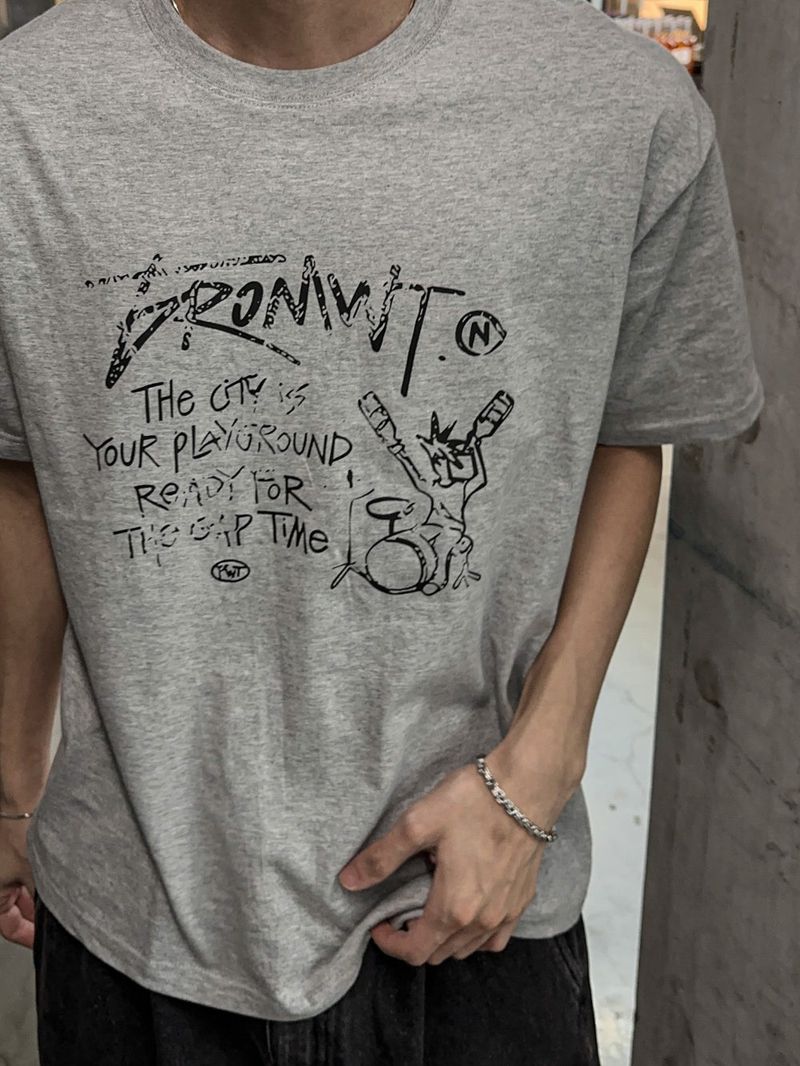 Vintage drum punk short-sleeve tee