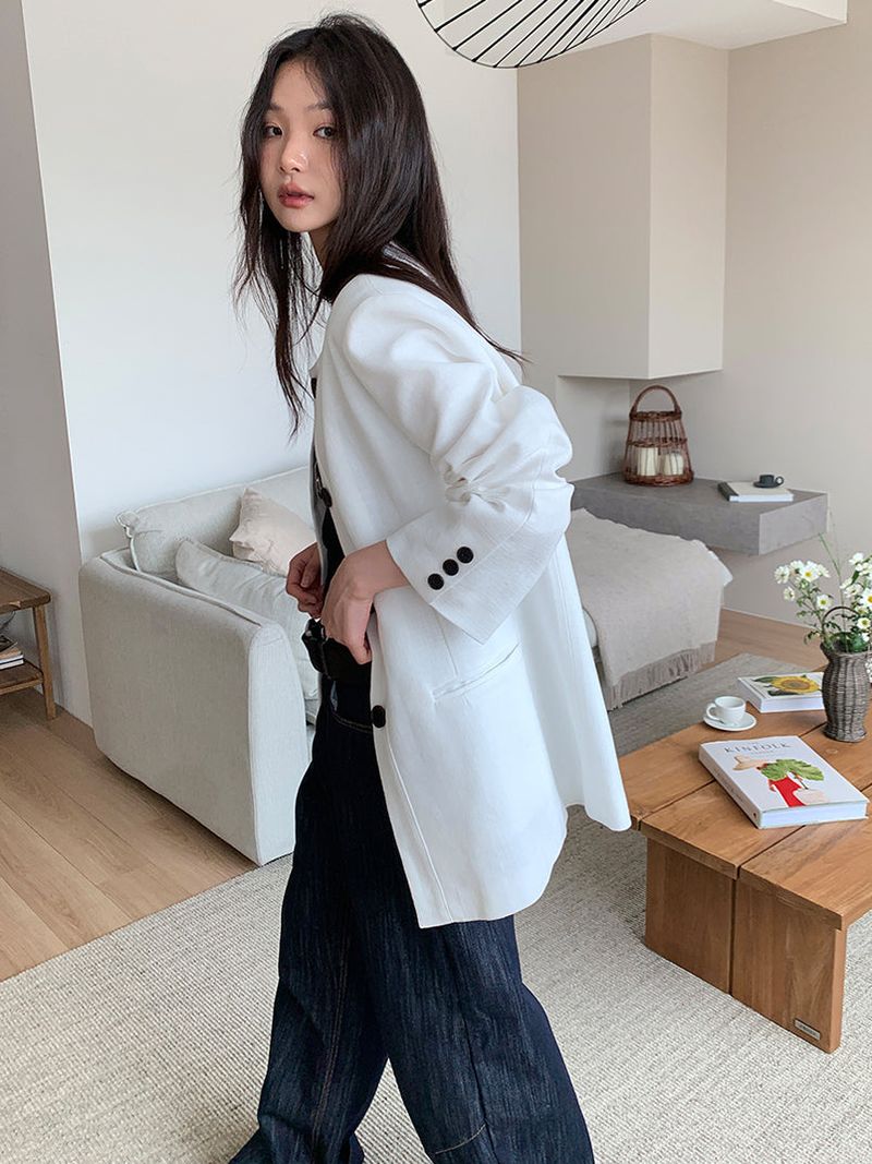 NON COLLAR LINEN JACKET (2C)